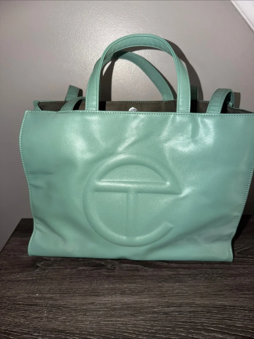 Telfar Mint Green Leather Shopping Tote